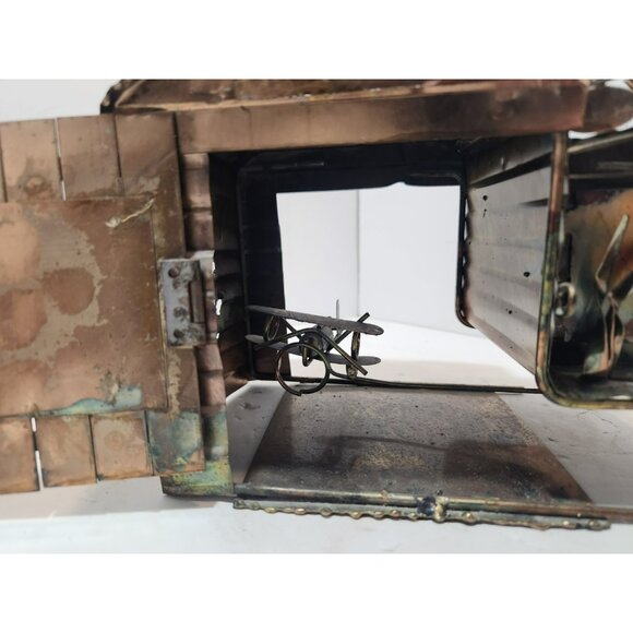 Vintage Hand Crafted Oxidized Copper Metal Airport Hanger Music Box Hong Kong - Picture 8 of 16